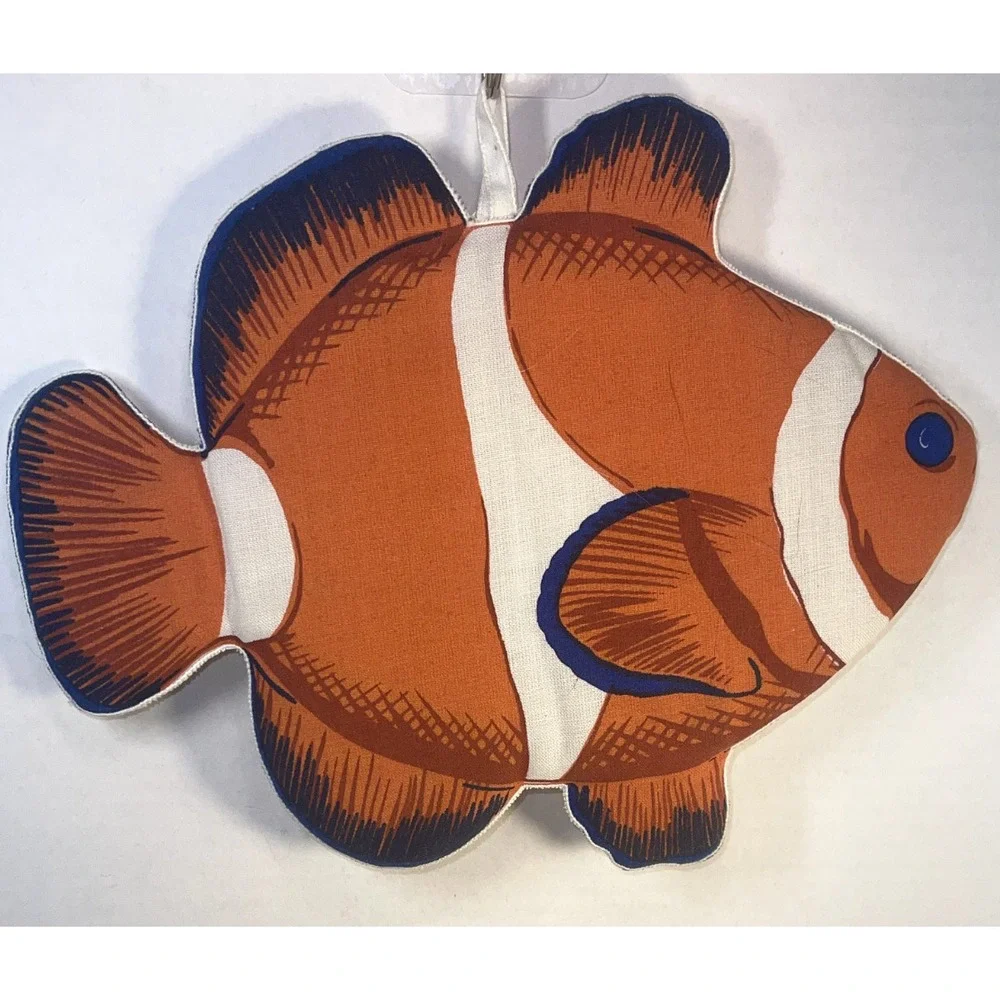 Set of 8 Vtg HSM Hallie St. Mary INC nautical Fish Decorative Cushions Hot Pads